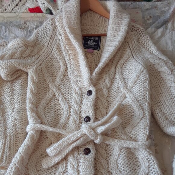 Vintage PINK Victoria's Secret 100% Wool Chunky Knit Cardigan L - Picture 5 of 12